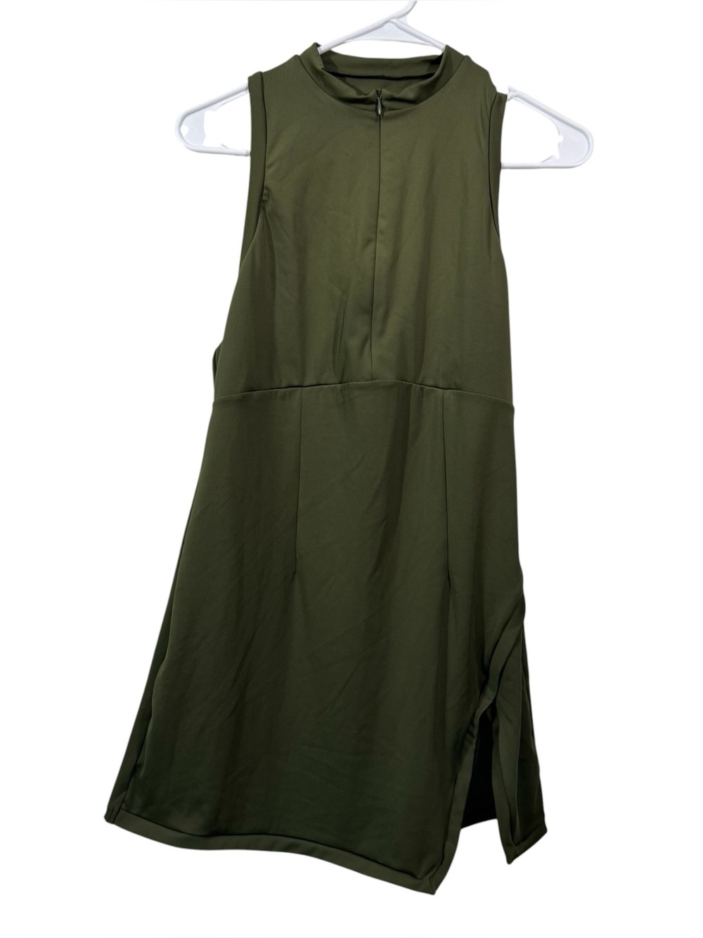 Halara Olive Green Zipper RacerPocket Athletic Mini Tennis Dress
